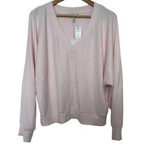 NWT Joie Lightweight Ribbed Sweater w/ Center Seam Herringbone design. Size L.
